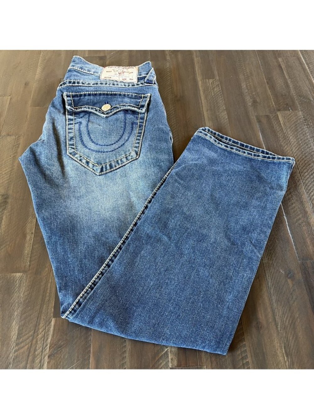 True Religion Ricky Jeans Mens 32x33  Blue Relaxed Straight Denim Stretch Casual